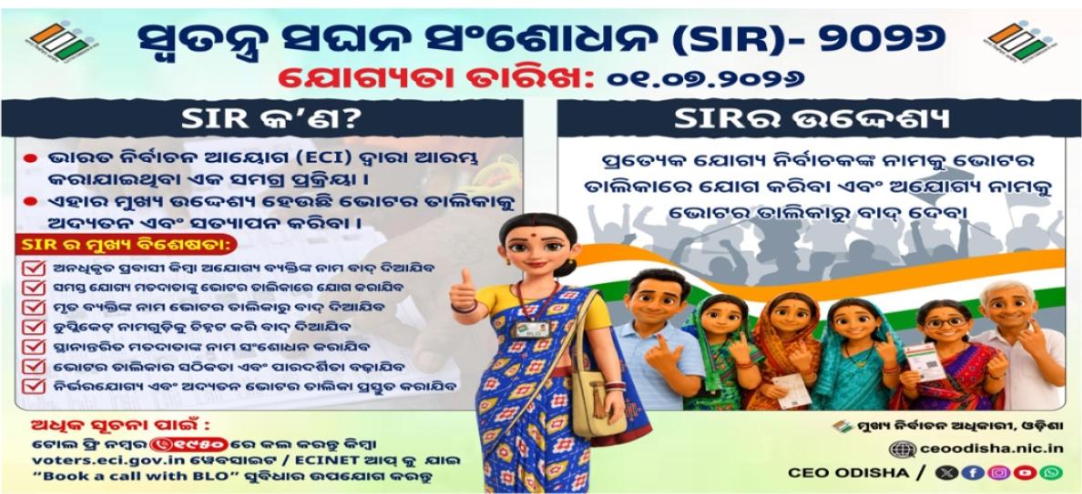 ସ୍ଵତନ୍ତ୍ର ସଘନ ସଂଶୋଧନ (SIR) -୨୦୨୬